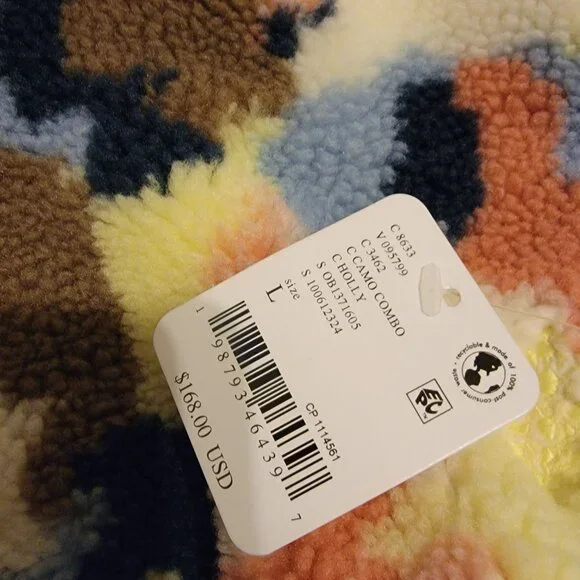 Free People Hit The Slopes Fleece Pullover Jacket Womens L Camo Cozy Casual Boho - Picture 4 of 6